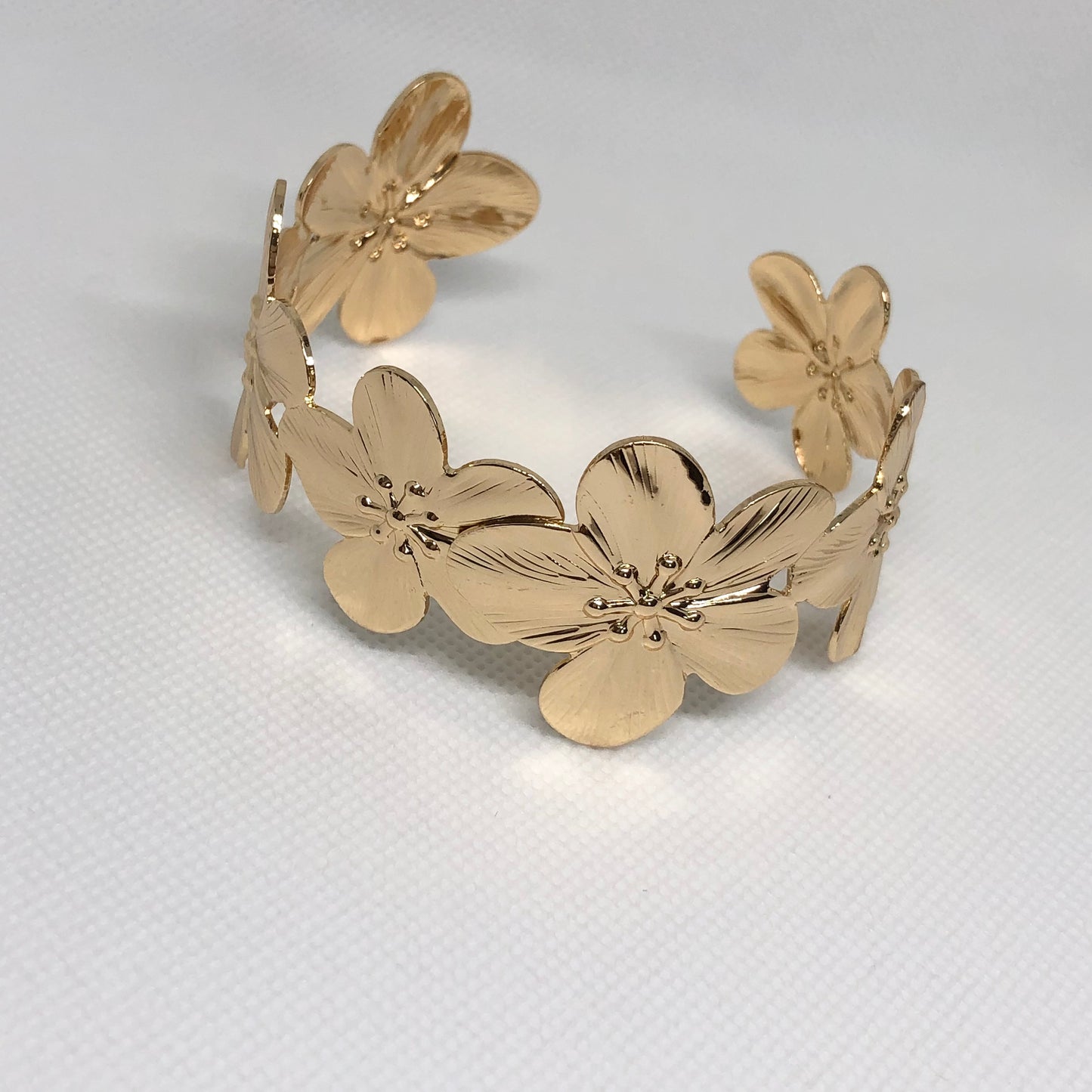 Gold Flower Cuff Bracelet