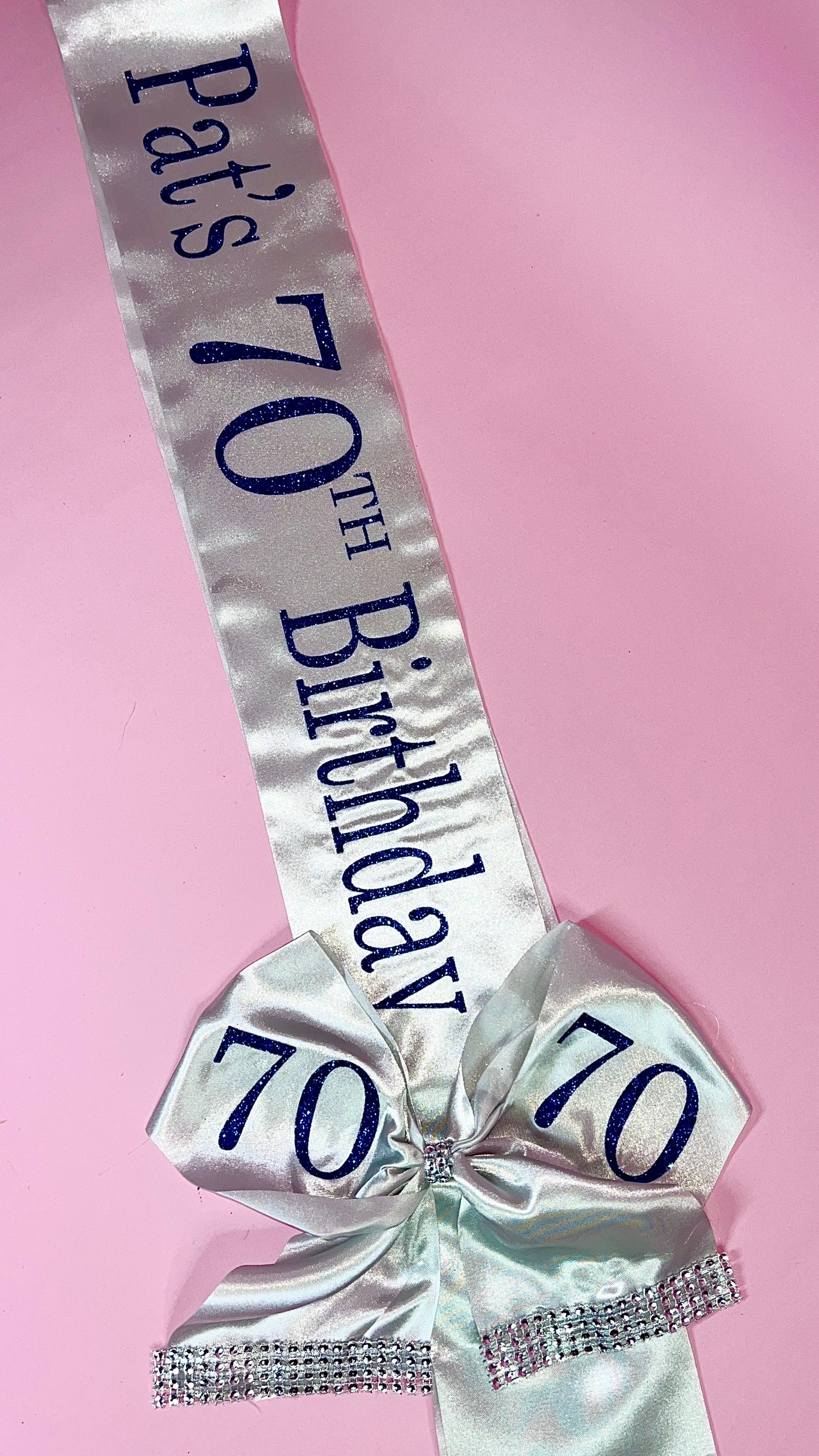 Personalised Satin Bow Sash | Silver