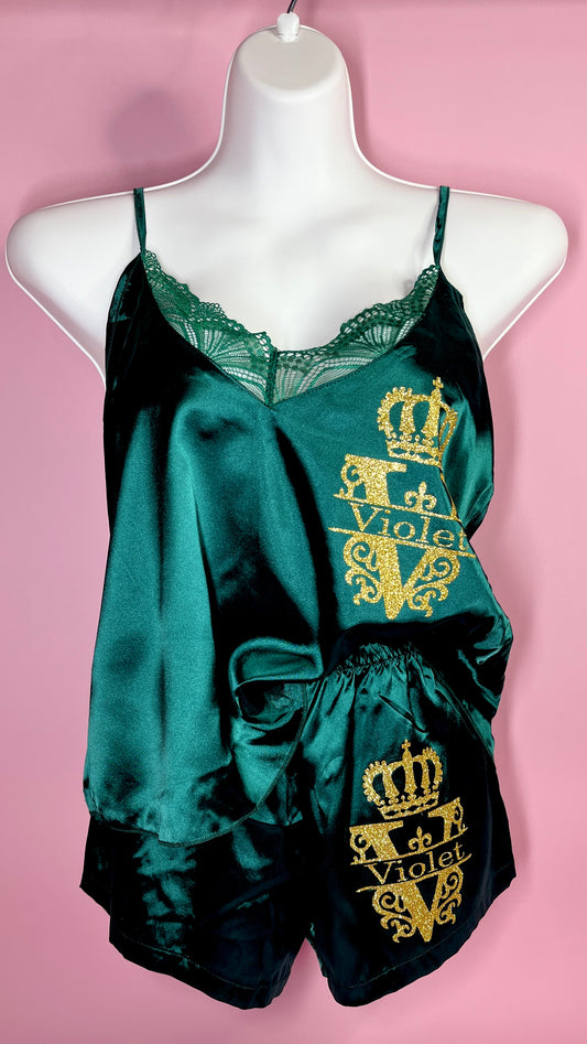 Lace Trim Cami Set | Green