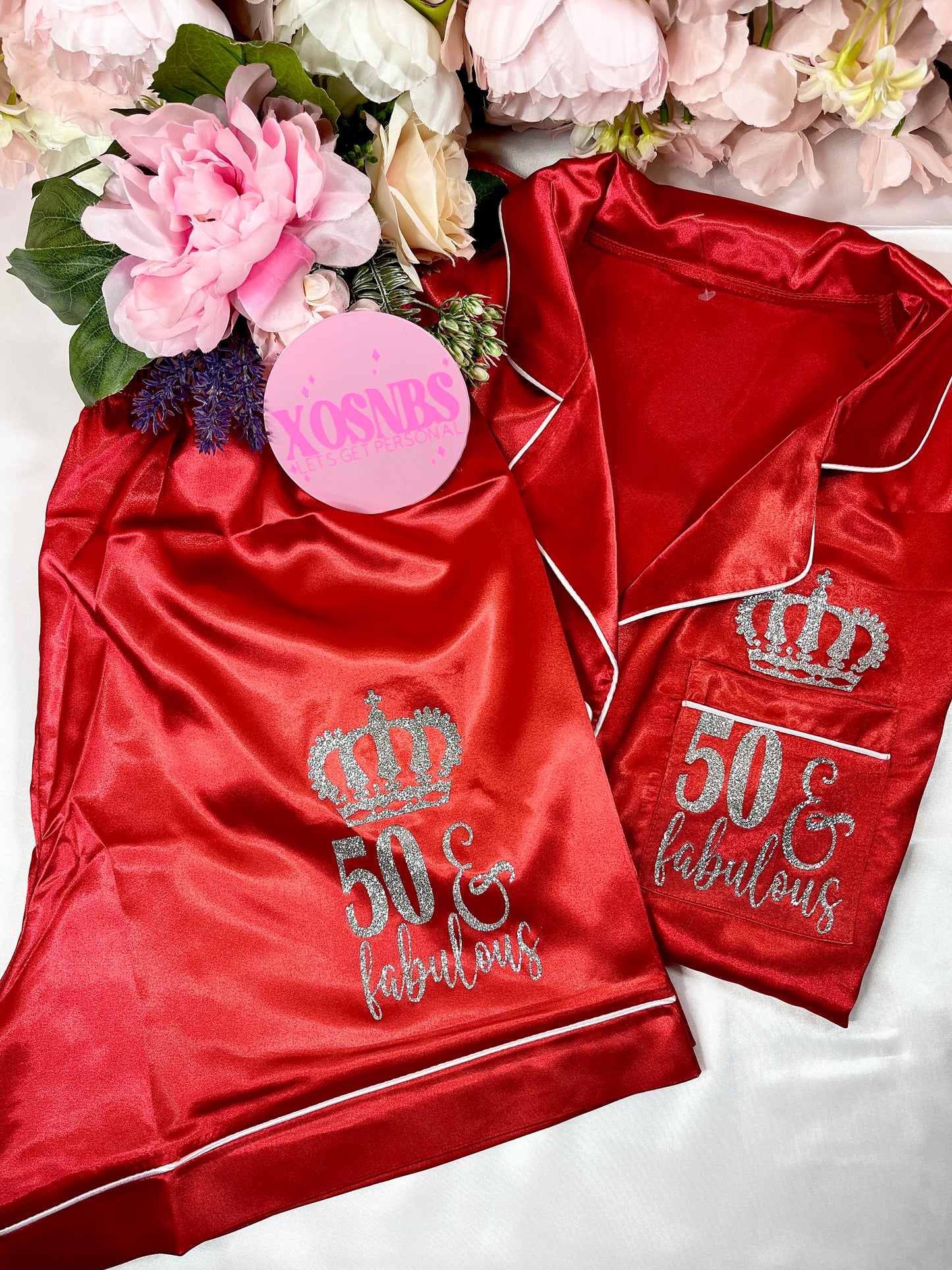 Satin Short Shirt Set | Red