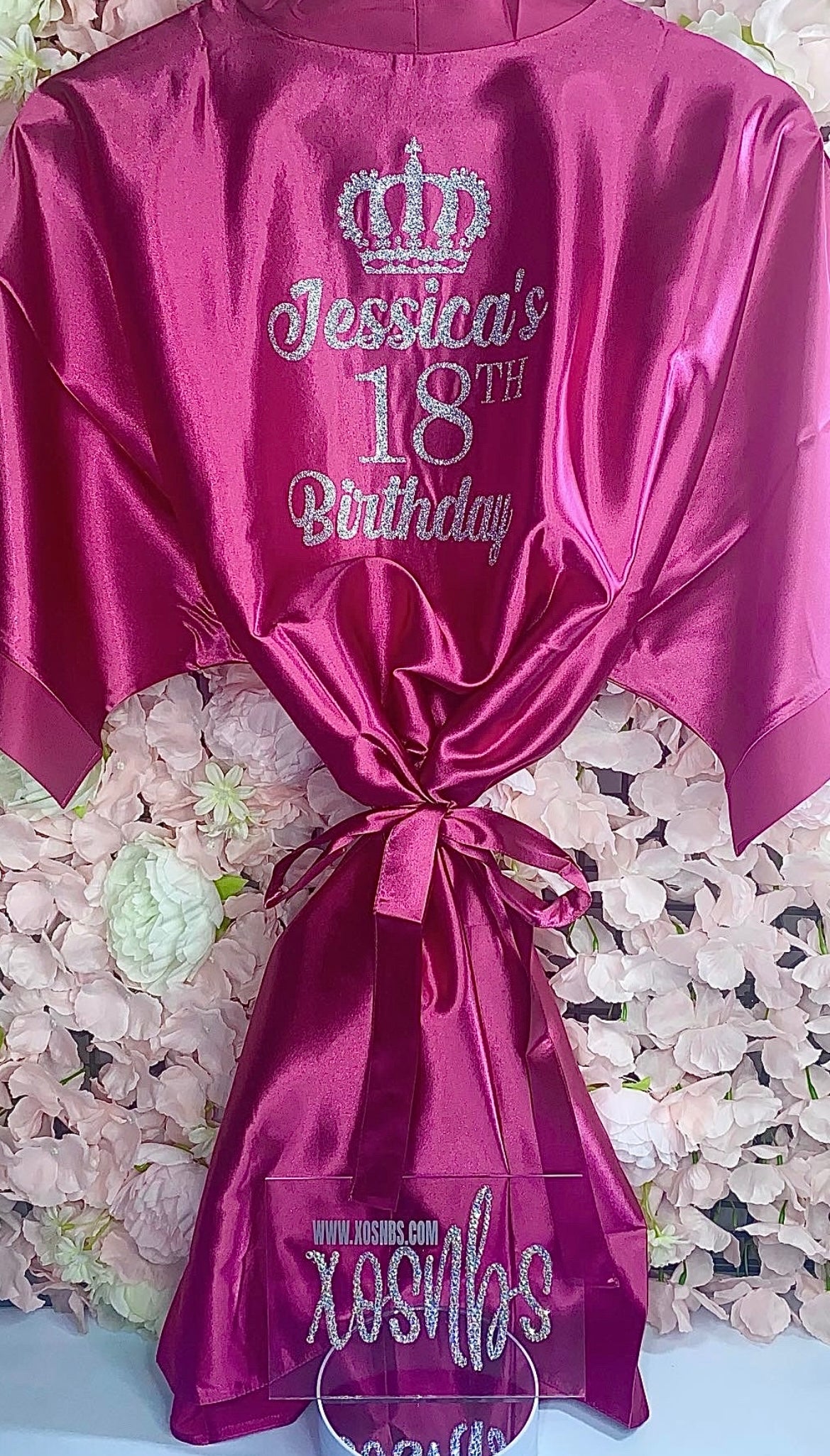 Kids | Personalised Satin Robes | Hot Pink