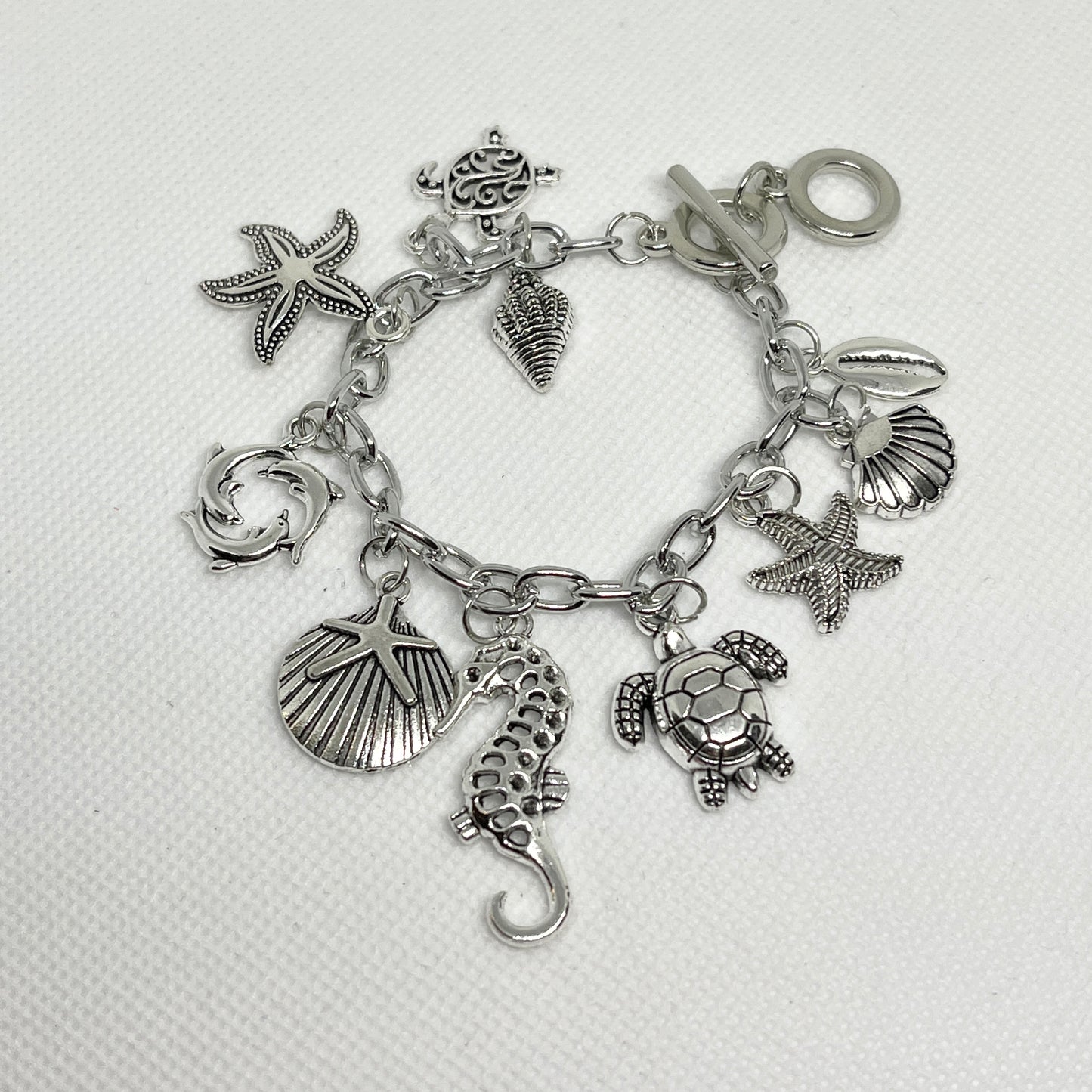 Silver Ocean Themed Charm Bracelet