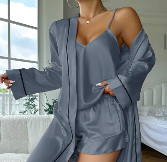 Satin Ruffle Pjs Matching Robe Bundle.