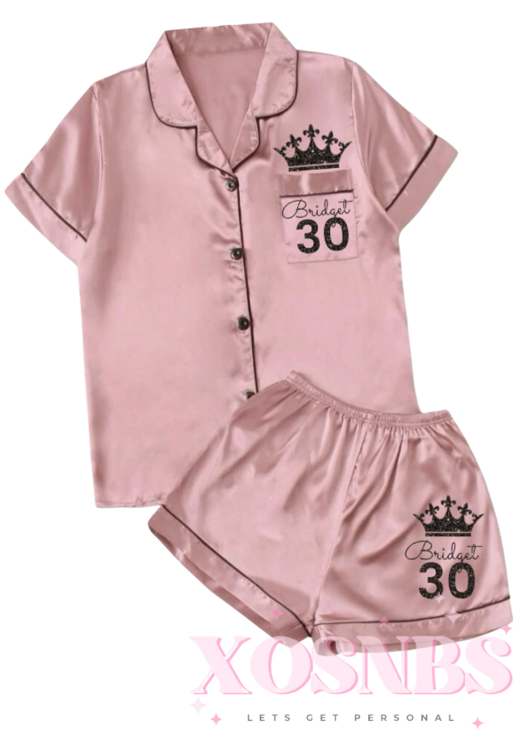 Satin Short Shirt Set | Pink