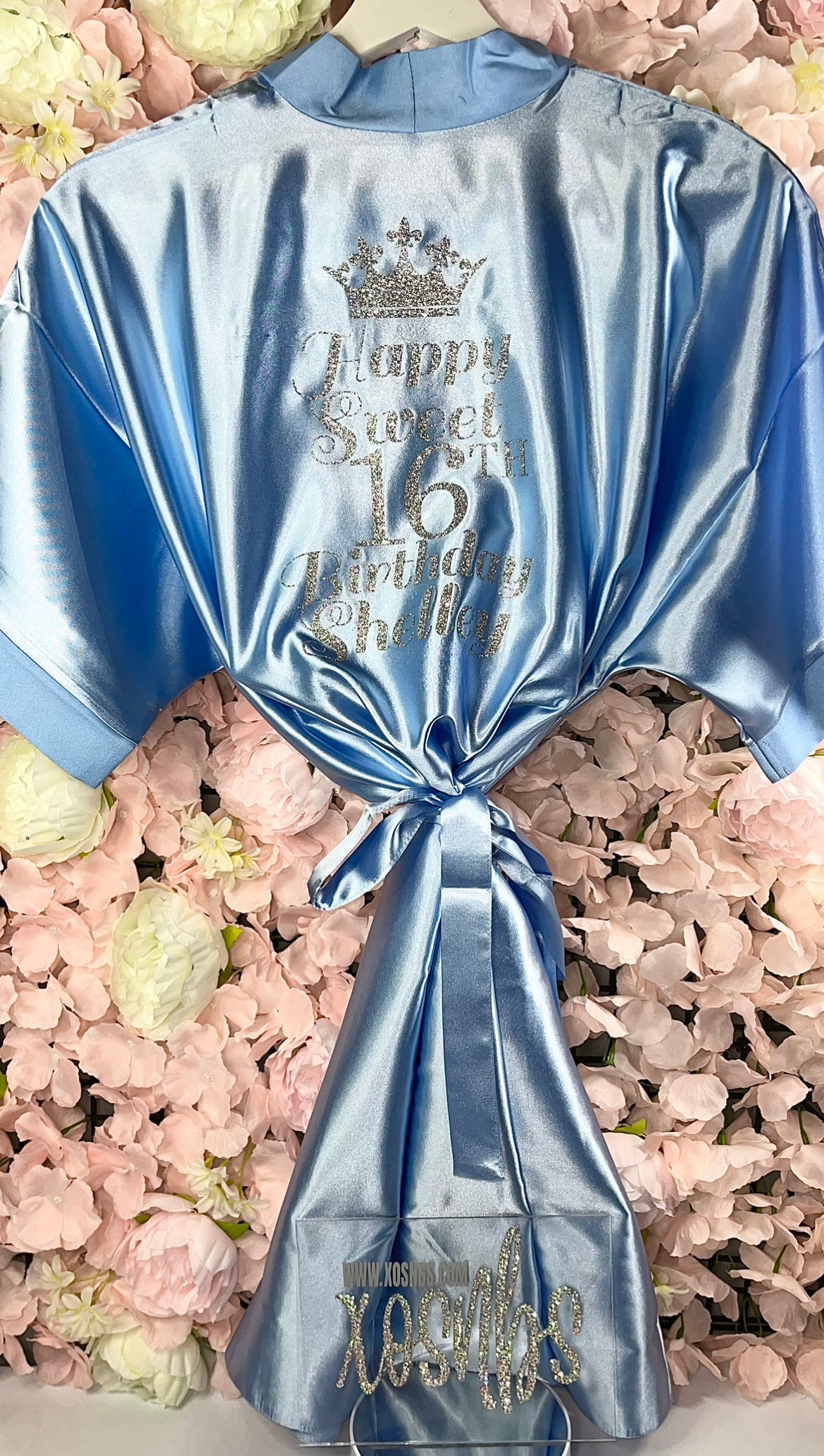 SALE Kids | Personalised Satin Robes | Baby Blue