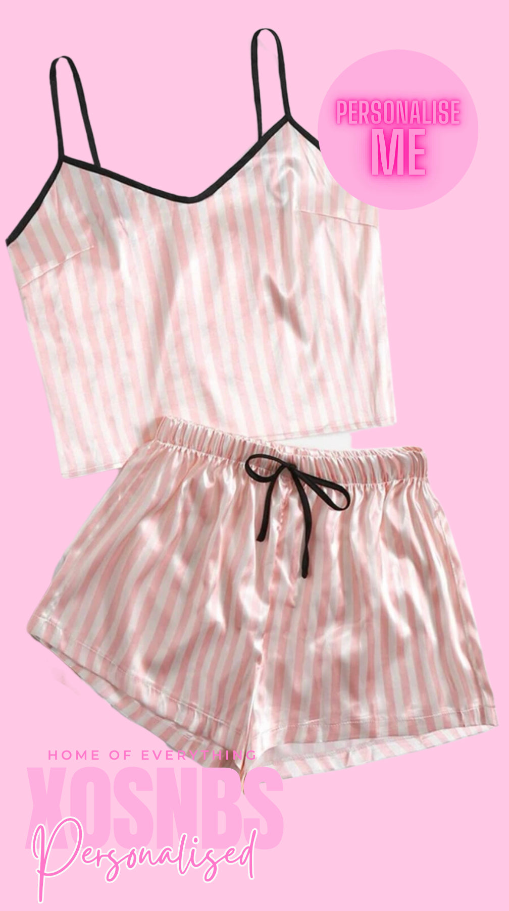 Stripe Satin Cami Set