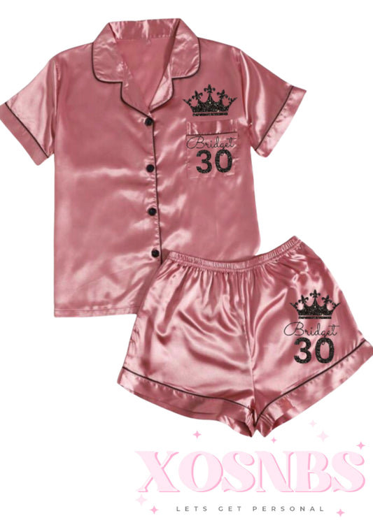 Satin Short Shirt Set | Pink