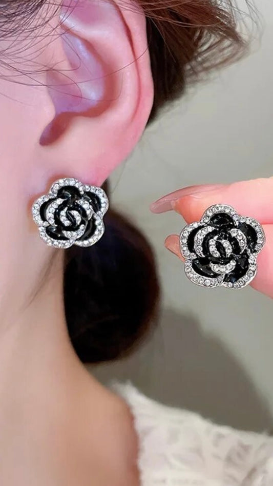 Rhinestone flower earrings