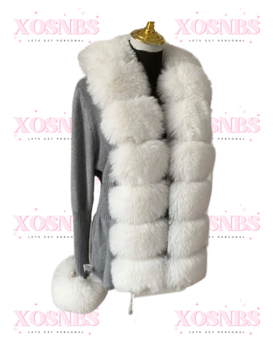 Faux Fur Trim Cardigan & Cuffs