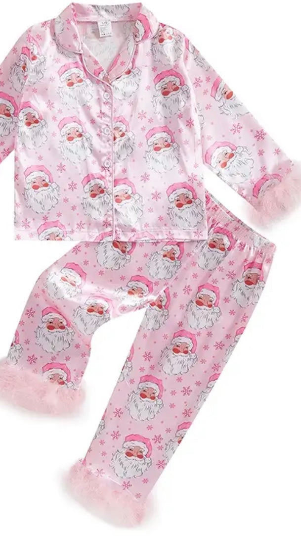 Pink Fluffy Christmas Satin Pjs / KIDS