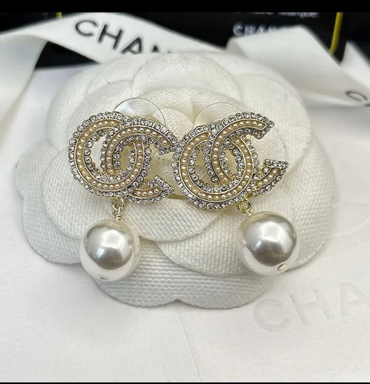 Rhinestone Pearl Earrings