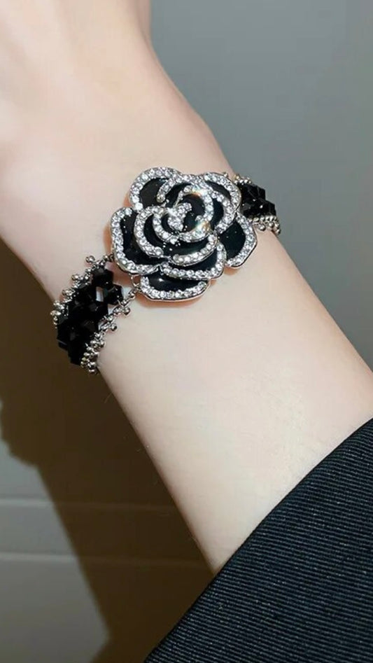 Rhinestone flower bracelet