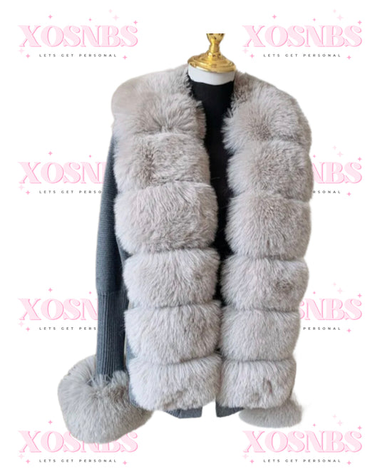 Faux Fur Trim Cardigan & Cuffs