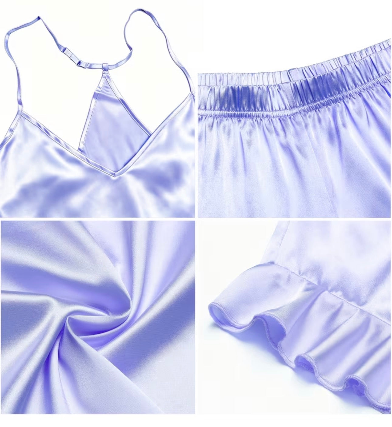 Ruffle Satin Pjs | Light Purple