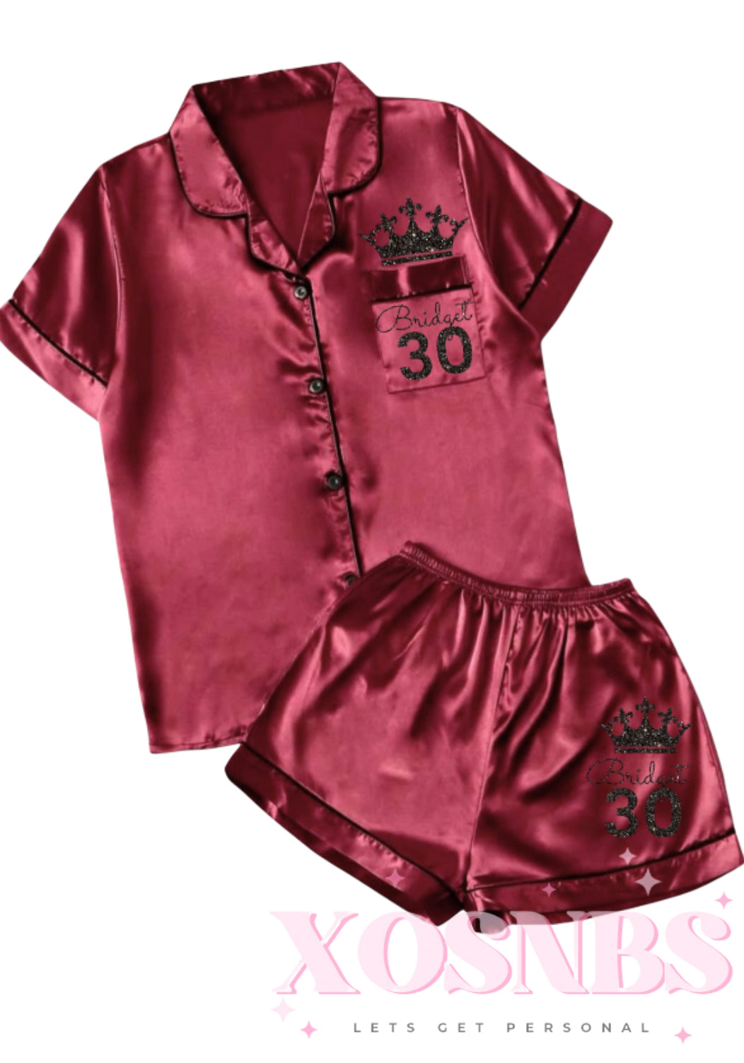 Satin Short Shirt Set | Red