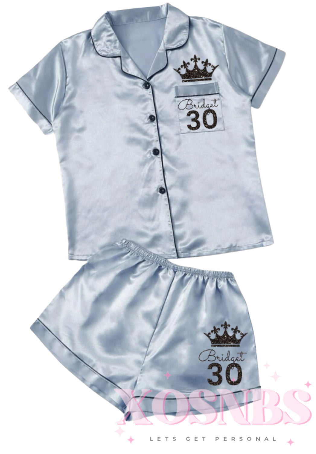 Satin Short Shirt Set | Blue