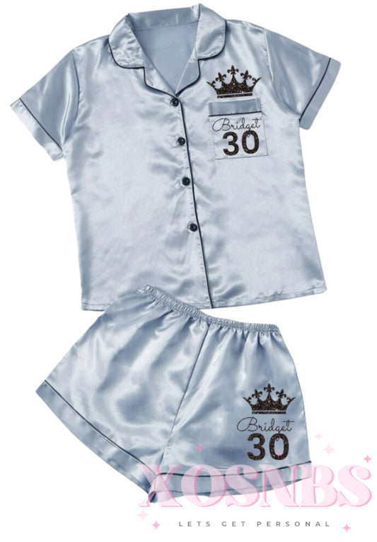 Satin Short Shirt Set | Blue