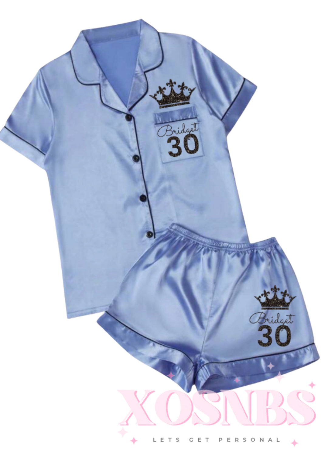 Satin Short Shirt Set | Blue