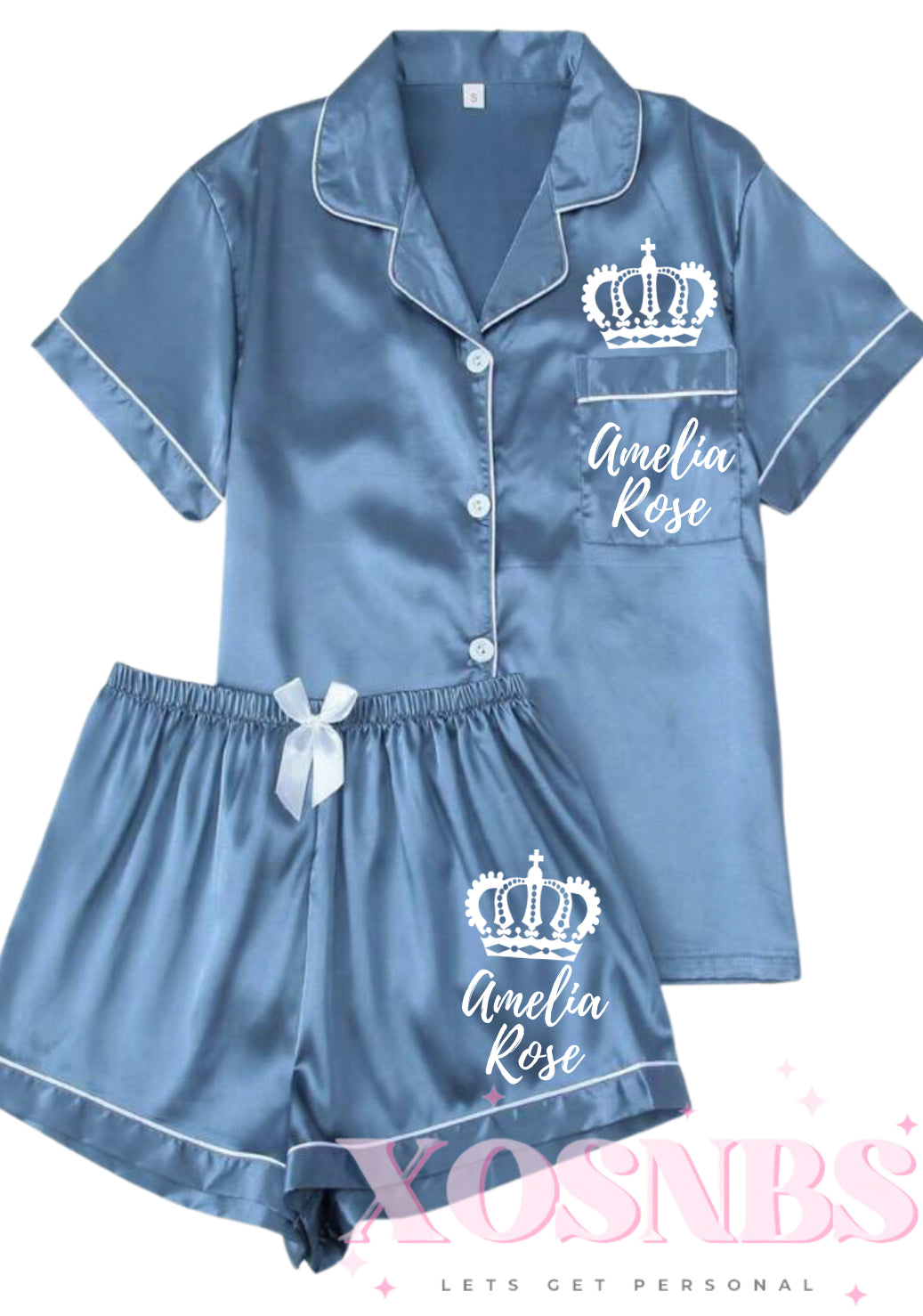 Satin Short Shirt Set | Blue