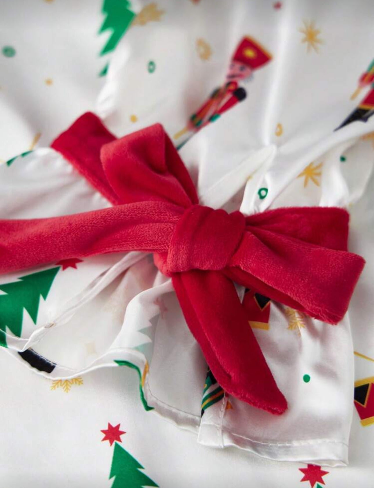 White & Red Nutcracker Bow Pjs