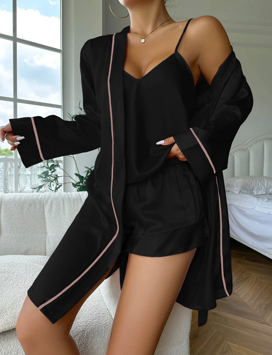 Satin Ruffle Pjs Matching Robe Bundle.