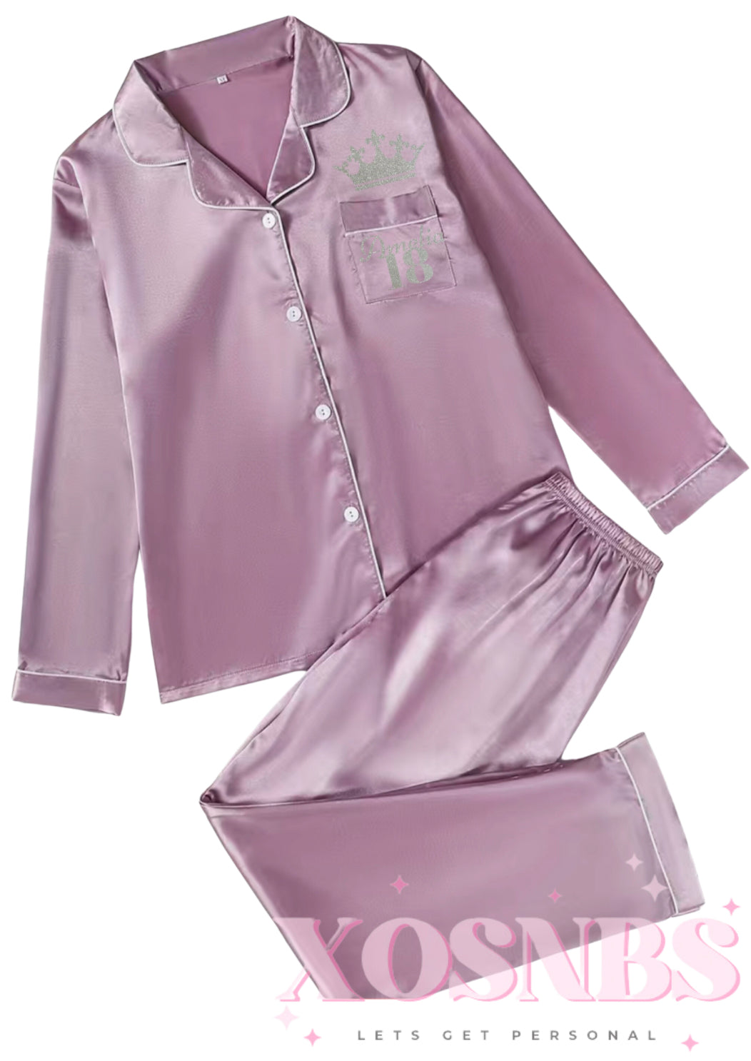 Satin Full Length Pjs | Purple