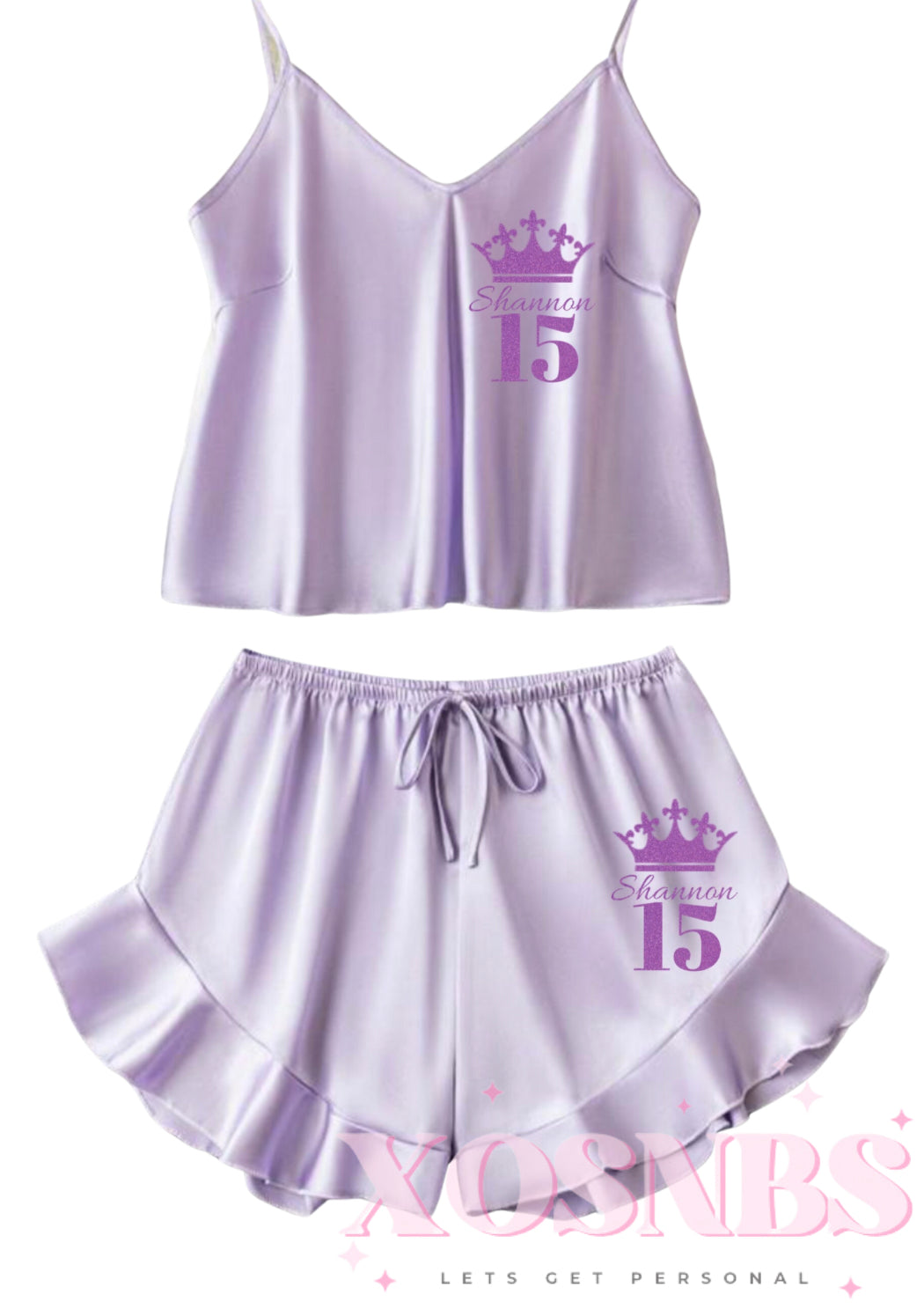 Ruffle Satin Pjs | Lilac