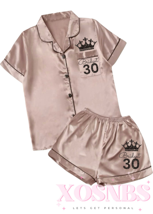 Satin Short Shirt Set | Champagne