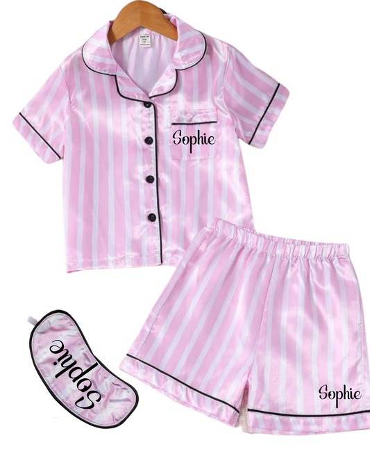 Kids Stipe Satin Pjs | 2 Colours Available