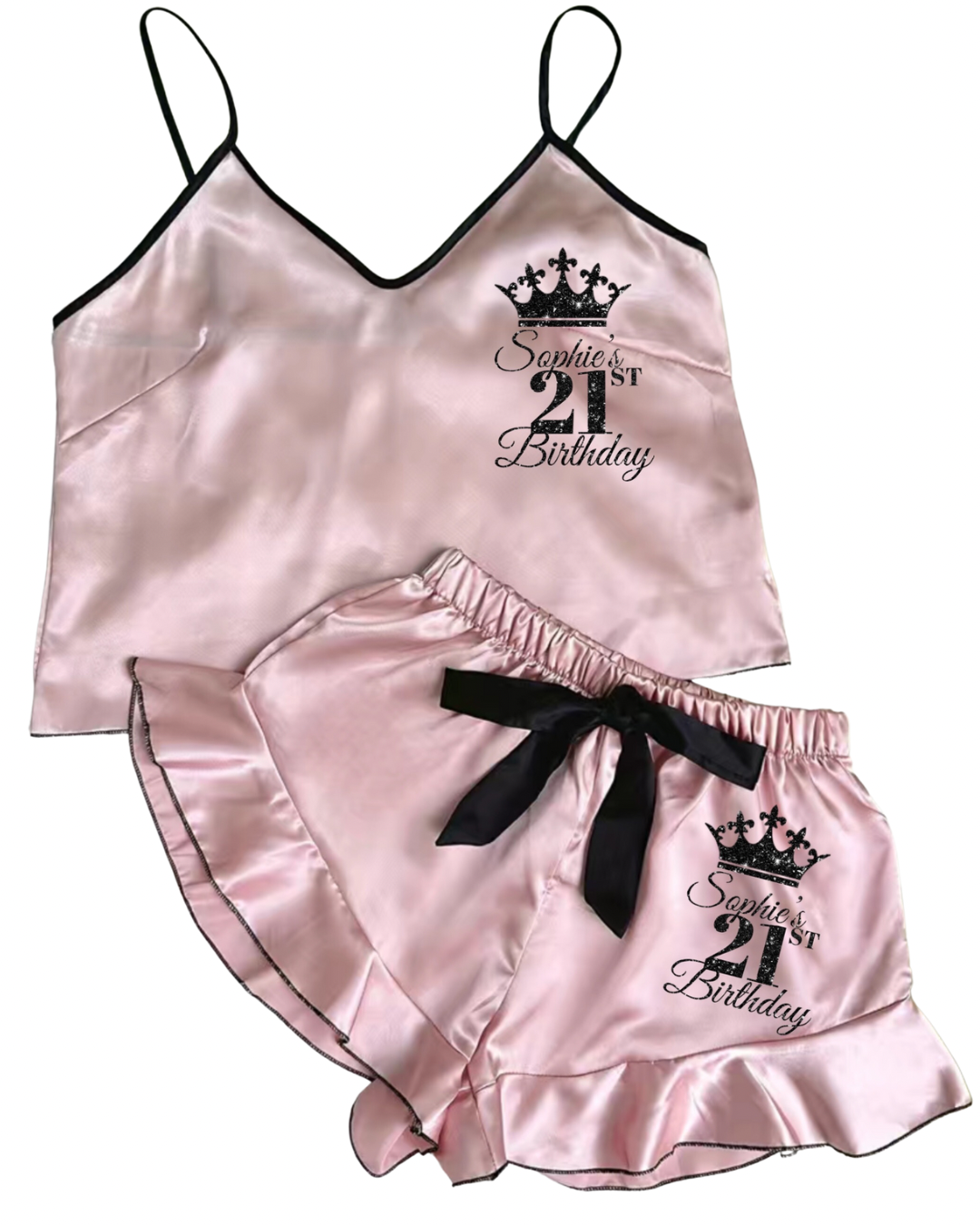 Personalised Ruffle Pjs With FREE Black Sleep Mask