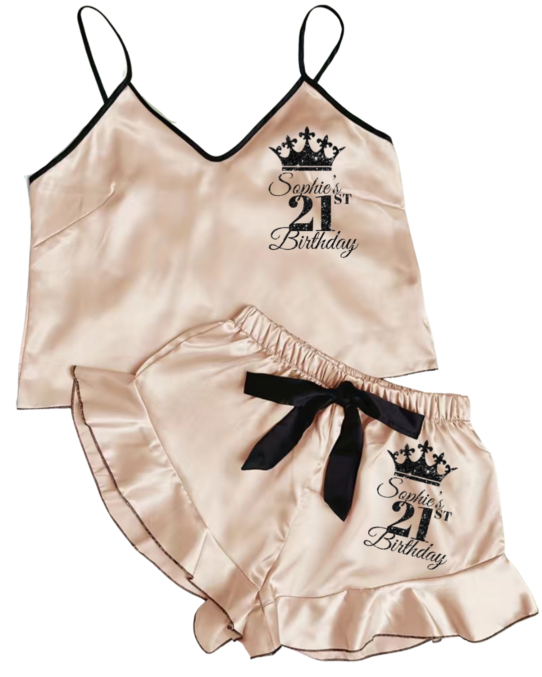 Personalised Ruffle Pjs With FREE Black Sleep Mask