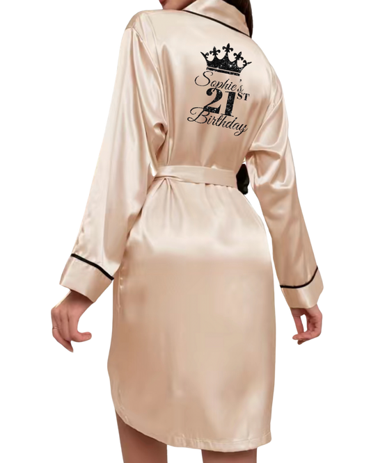 Personalised Satin Piped Robe