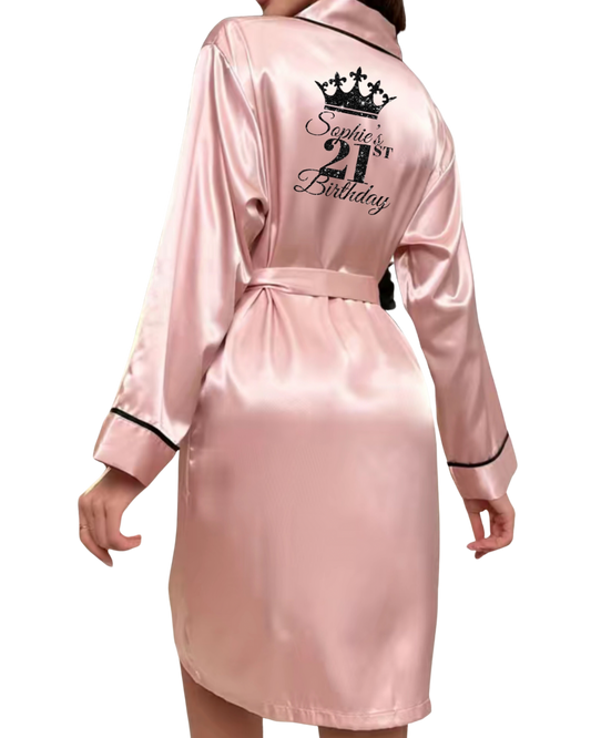 Personalised Satin Piped Robe