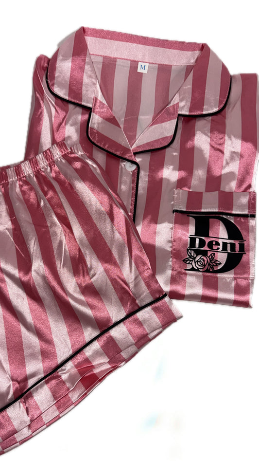 Stripe Satin Short Shirt Pjs