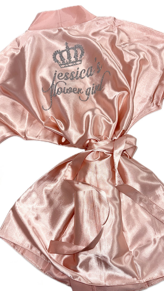 Kids | Personalised Satin Robes | Nude
