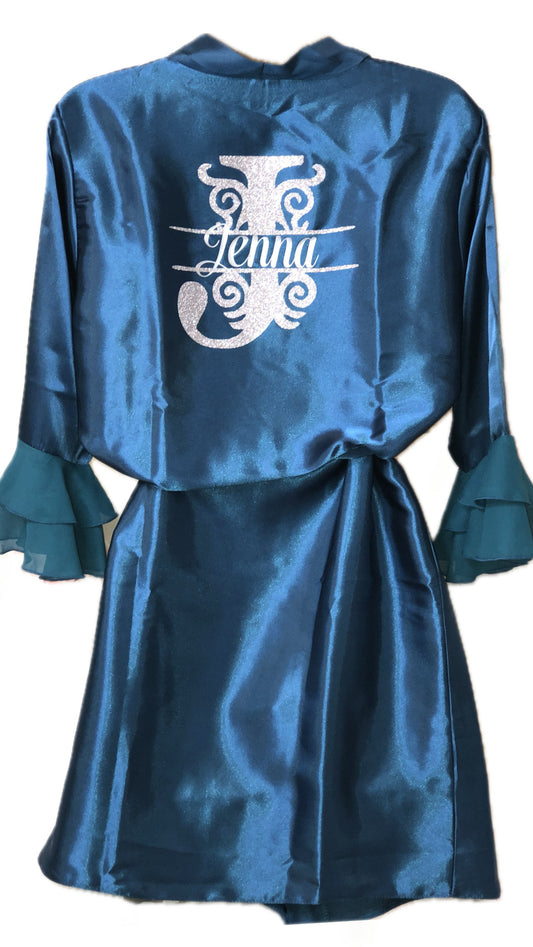 Personalised Ruffle Robe | Teal Discontinued Last Chance To Buy