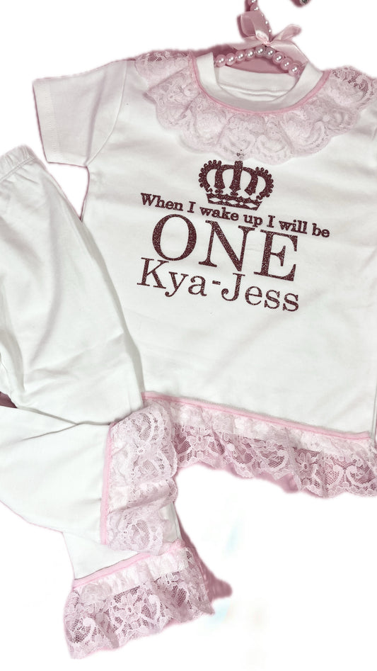 Personalised Ruffle Frill Pyjamas | Kids Sizing