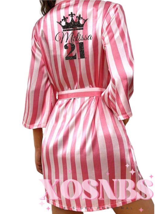 Stripe Satin Robe