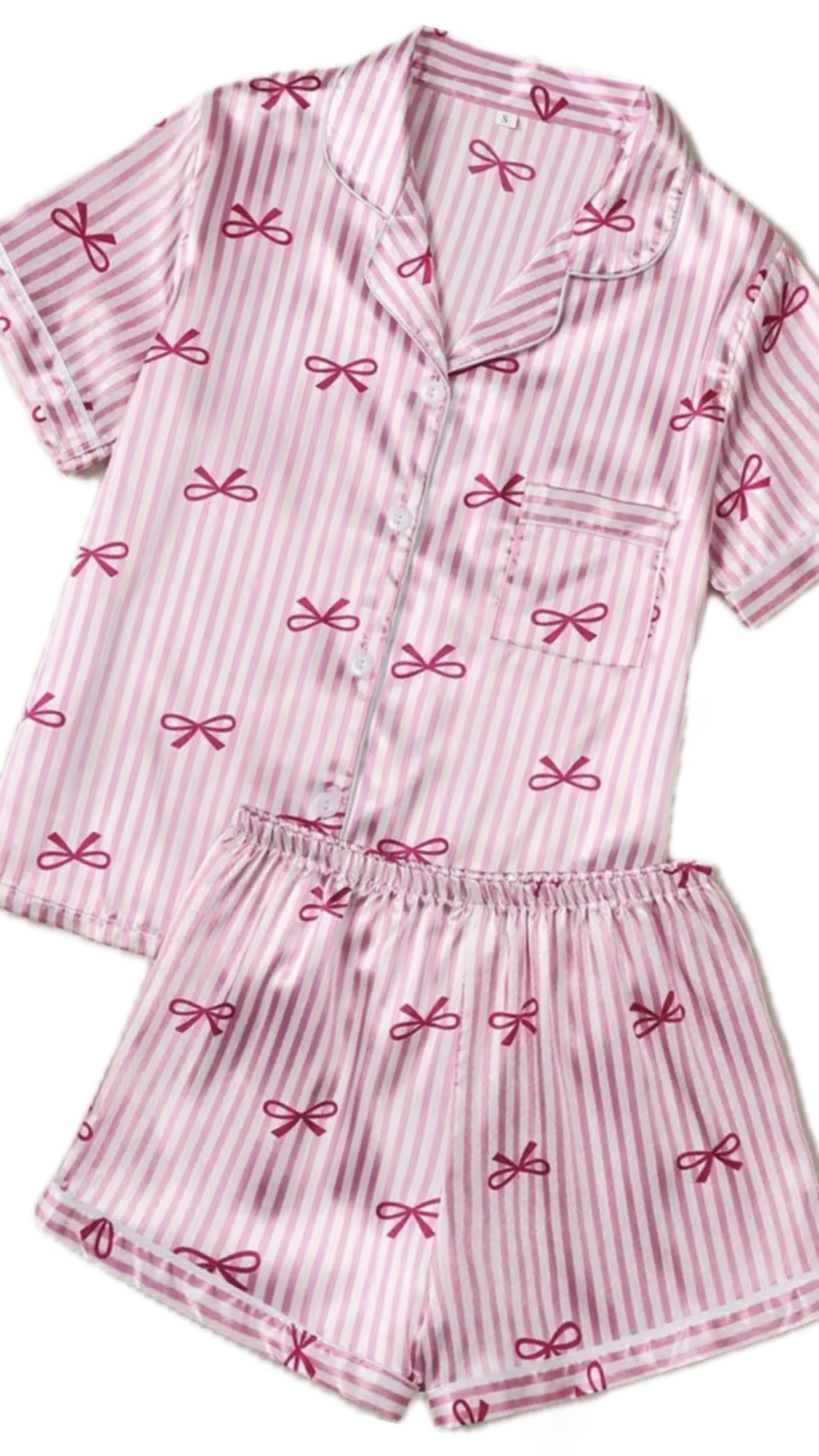 Pink Stripe Bow Pjs