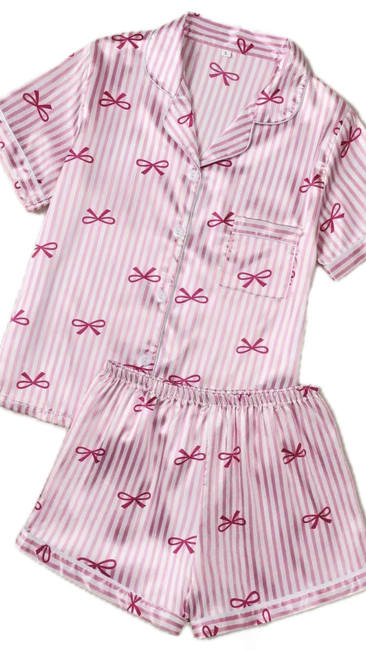 Pink Stripe Bow Pjs