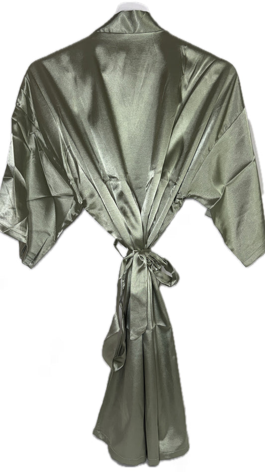 Sage Green Satin Robe