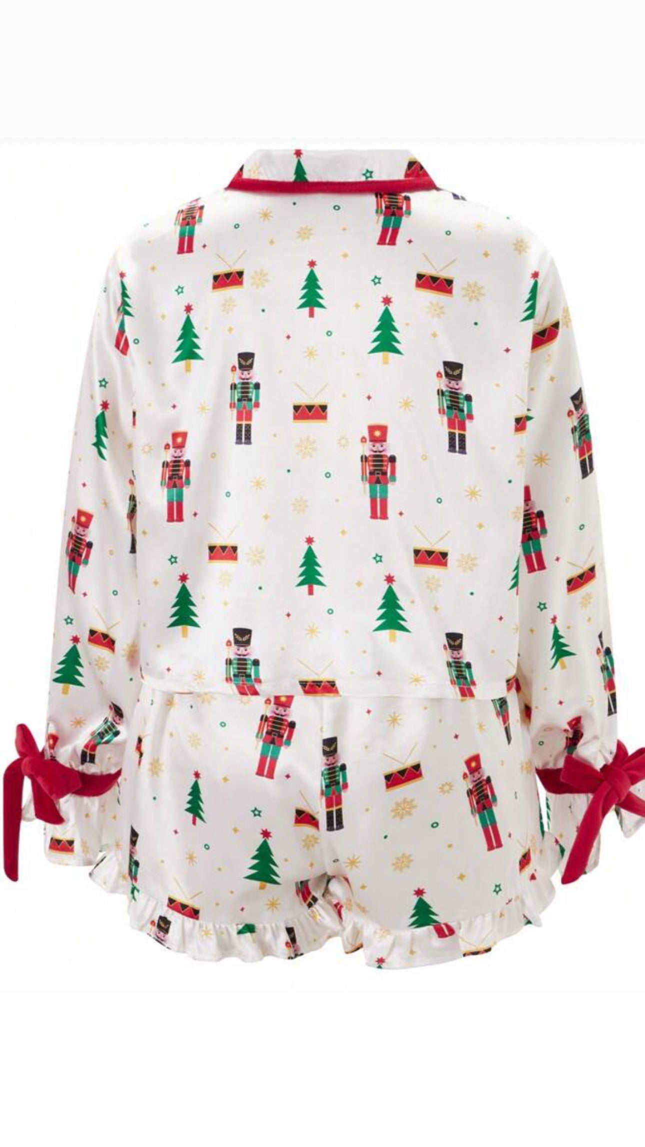 White & Red Nutcracker Bow Pjs