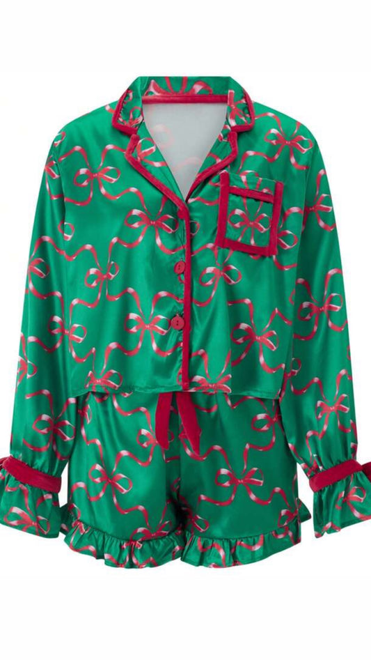 Candy Cane Bow Pjs