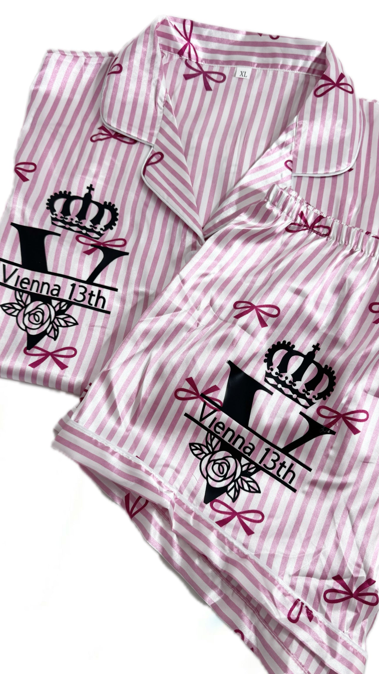 Pink Stripe Bow Pjs