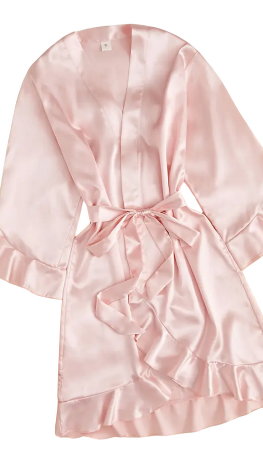 Satin Ruffle Robe