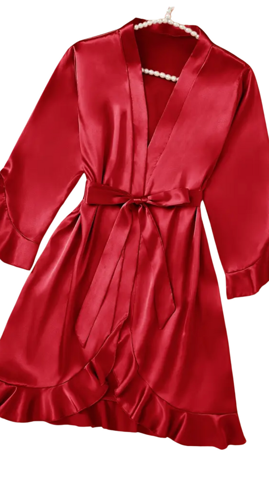 Satin Ruffle Robe