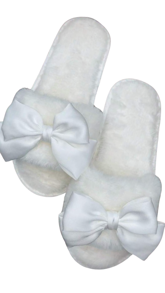 White Bow Slippers