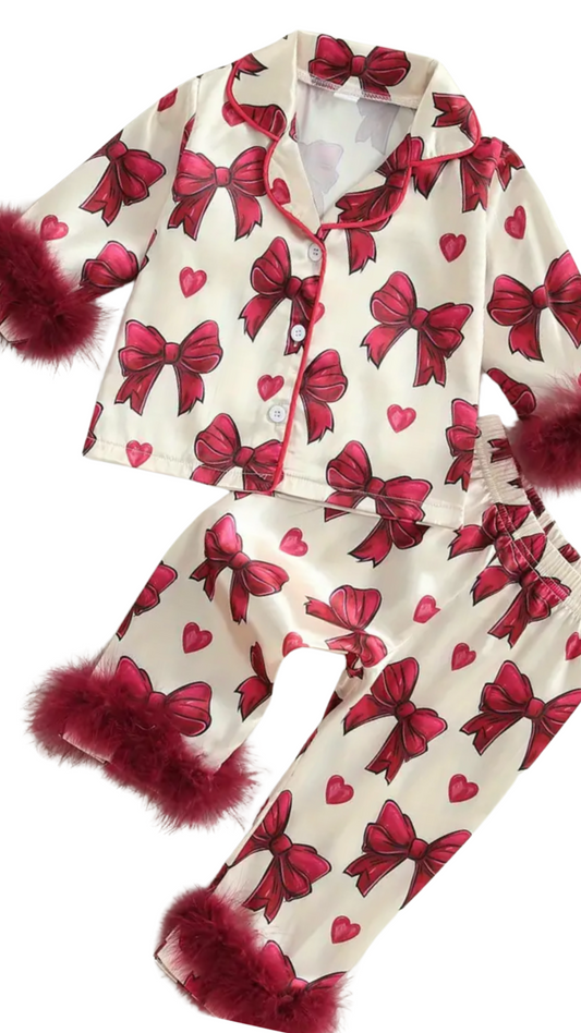 Kids Bow Fluffy Pjs