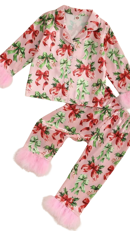 Kids Bow Fluffy Pjs