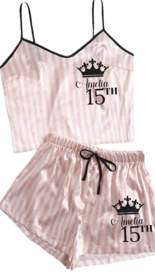 Personalised Stripe Satin Pjs